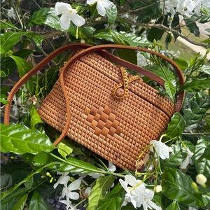 Brown Woven Crossbody Bag
